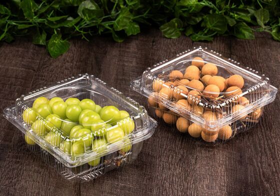 Customized Design Recyclable PET Fruit Packaging Box with Heat Sealing for Tomatoes and Grapes