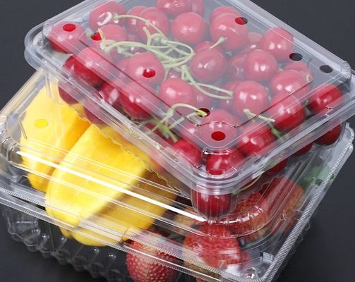 Wholesale one-time transparent fruit packaging boxes with thickened anti-pressure PET fruit cutting boxes, suitable for supermarkets, used for packing watermelons.