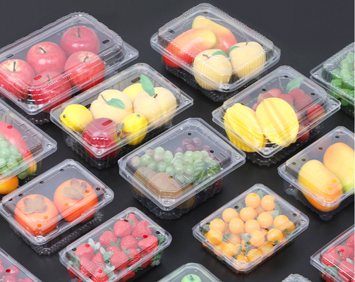 Transparent disposable fruit box, pet plastic strawberry packaging box, supermarket fruit and vegetable packing blister box, wholesale label